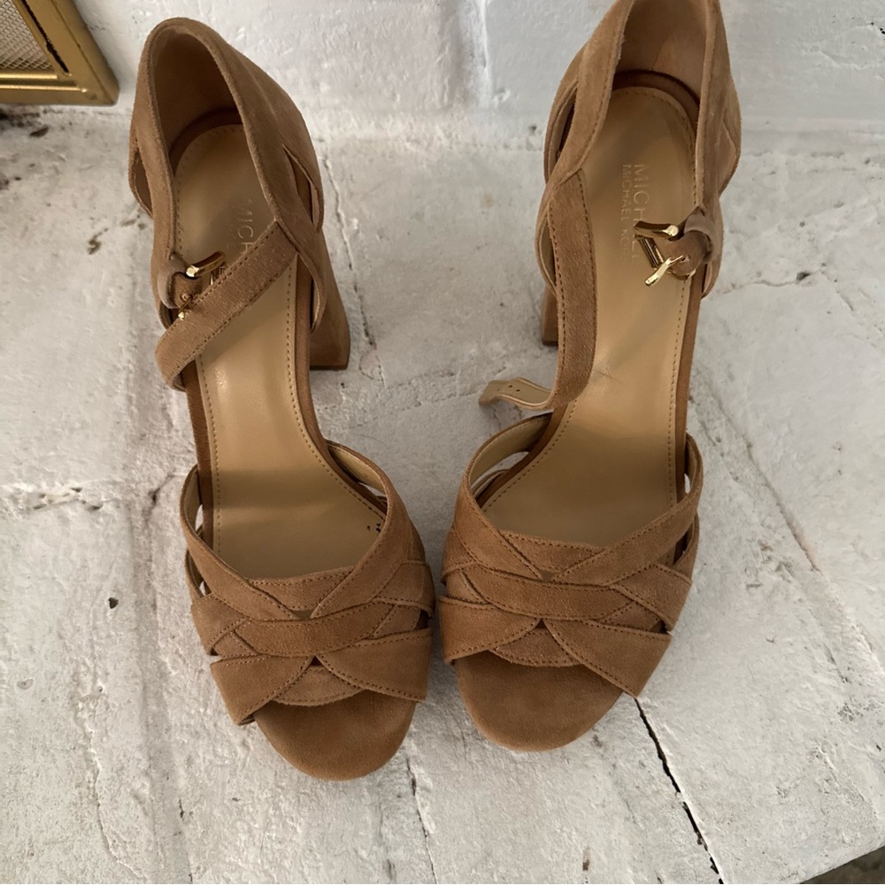 Michael Kors Suede Block Heel Sandals – Size 8M $50